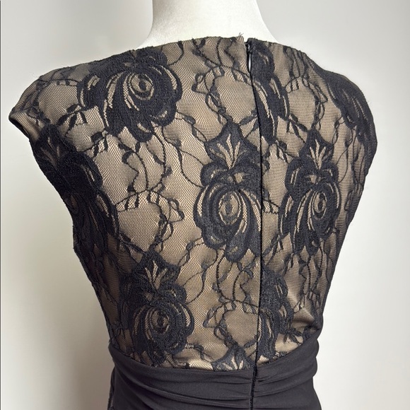 Chaps Black Lace Overlay Sheath Midi Dress - Picture 5 of 16